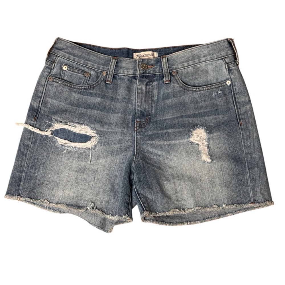 MADEWELL sz. 29 Denim Boyshorts Rip and Repair Edition Jean Shorts Distressed